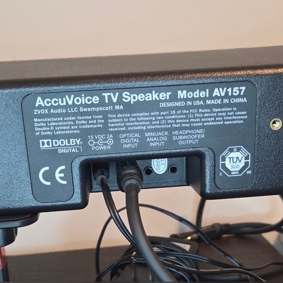 ZVOX AccuVoice AV157 TV Speaker Soundbar w/ Remote – Dialogue Enhancer – EUC - Picture 5 of 6